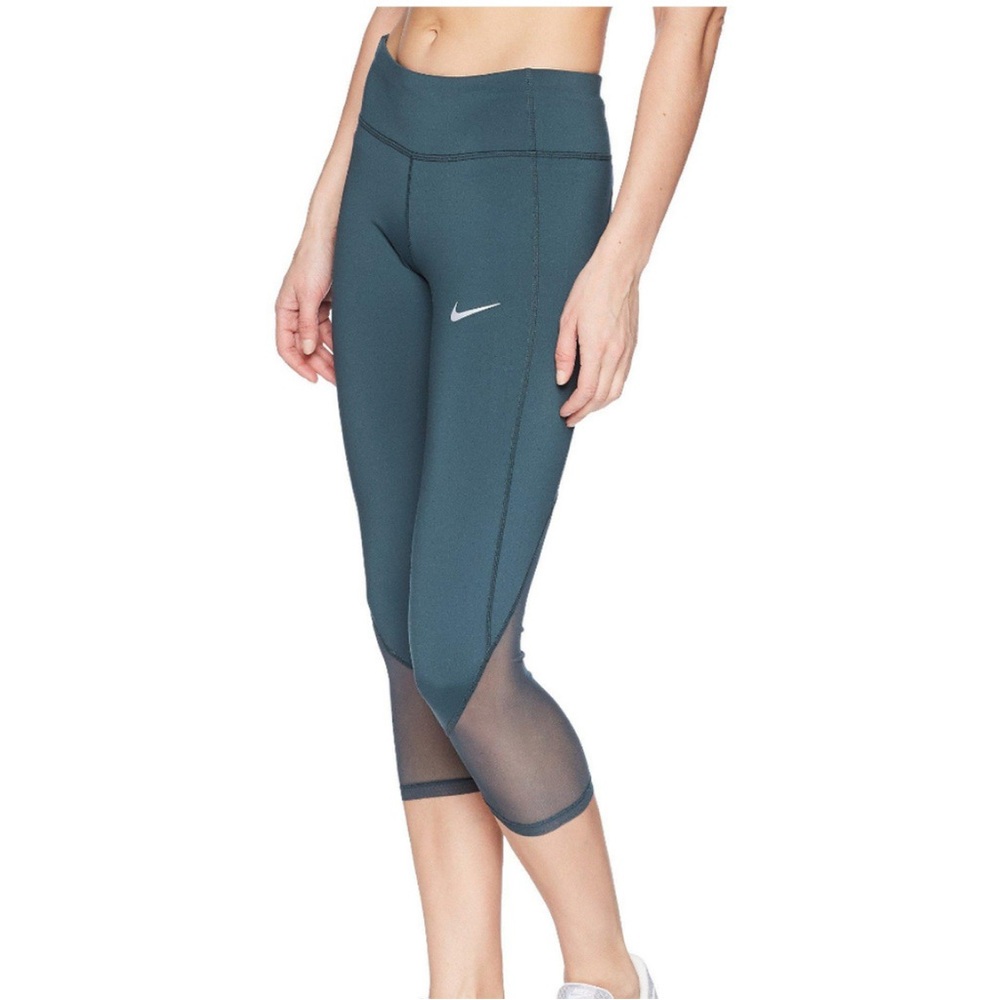 Nike Women's Dri Fit Dark Teal Mesh Capri Pants